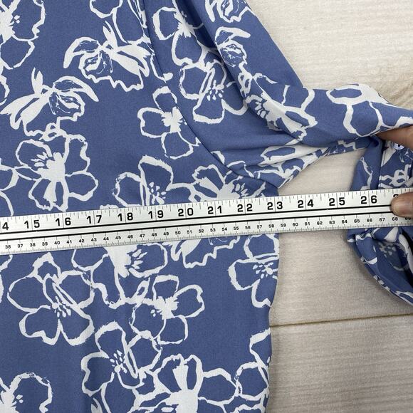 Fortune + Ivy Stitch Fix Women 2XL Top Blue Floral Boho Tie Neck Pullover NWT - Picture 8 of 10